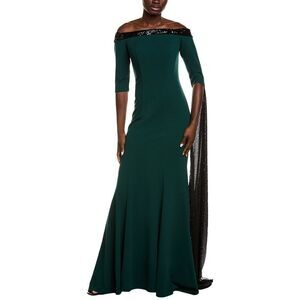 Rene Ruiz Womens  Sequin Crepe Gown, Green